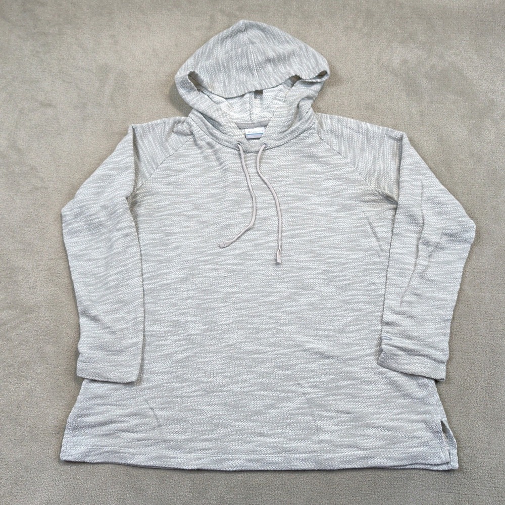 Columbia Hoodie Womens Large Gray Space Dye French Terry Pullover Relaxed Fit